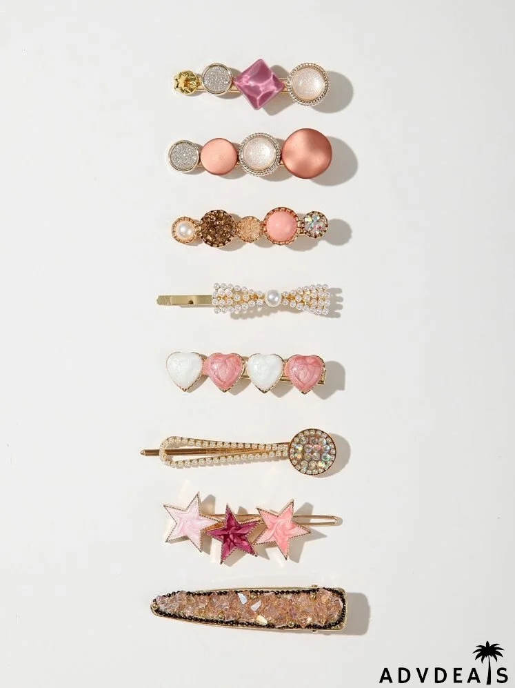 8pcs Star & Heart Decor Hair Clip