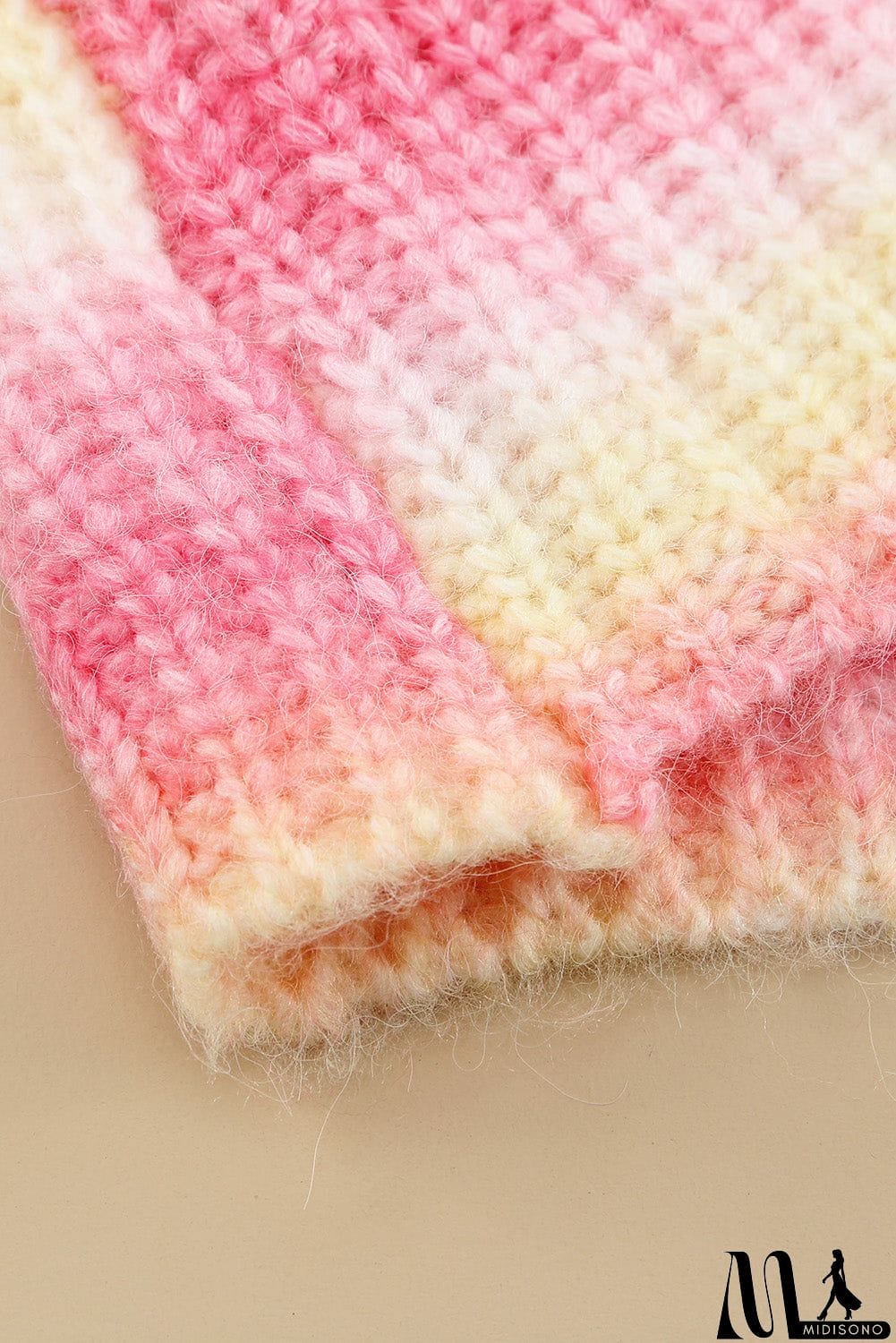 MidiSono - Cowl Neck Ombre Knit Sweater