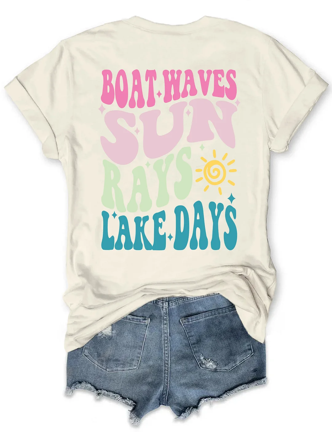 Boat Waves Sun Rays Lake Days T-shirt