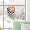 Diamond Painting Acrylic Single-Sided Heart and Flowers Hanging Pendant