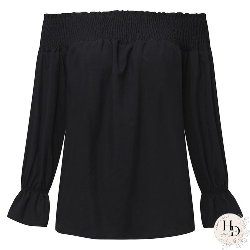 Women Sexy Off Shoulder Strapless Bowknot Slash Neck Shirts Casual Loose Plus Size Blouse Tops