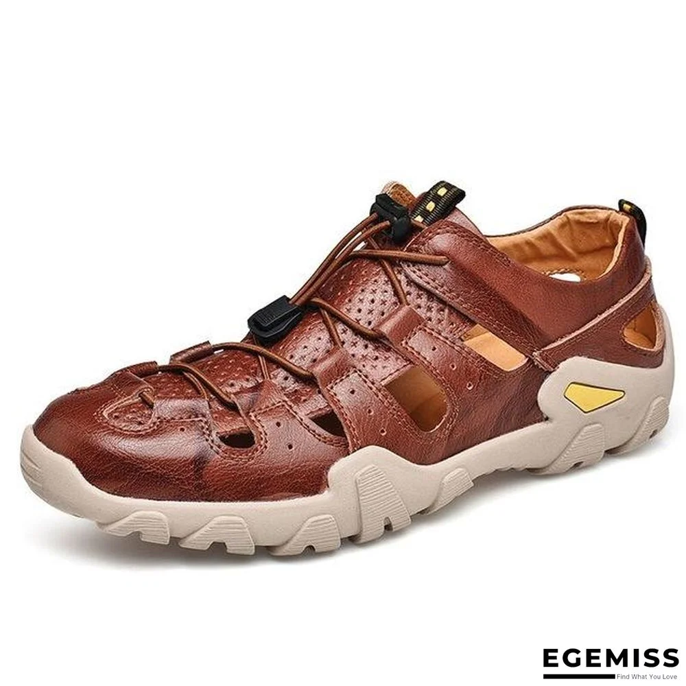 Men's Cow Genuine Leather Sandals Breathable Casual Shoes Footwear Walking Beach Sandals | EGEMISS