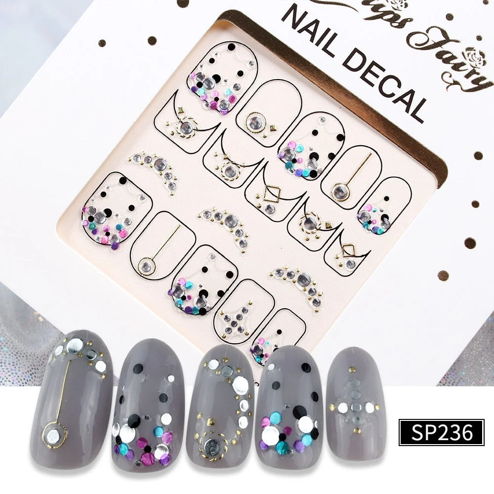 1pcs 3D Sparkling Colorful Dots Finished Nail Stickers Mature Silver Shell Nail Decoration Girl Bronzing DIY Manicure Beauty