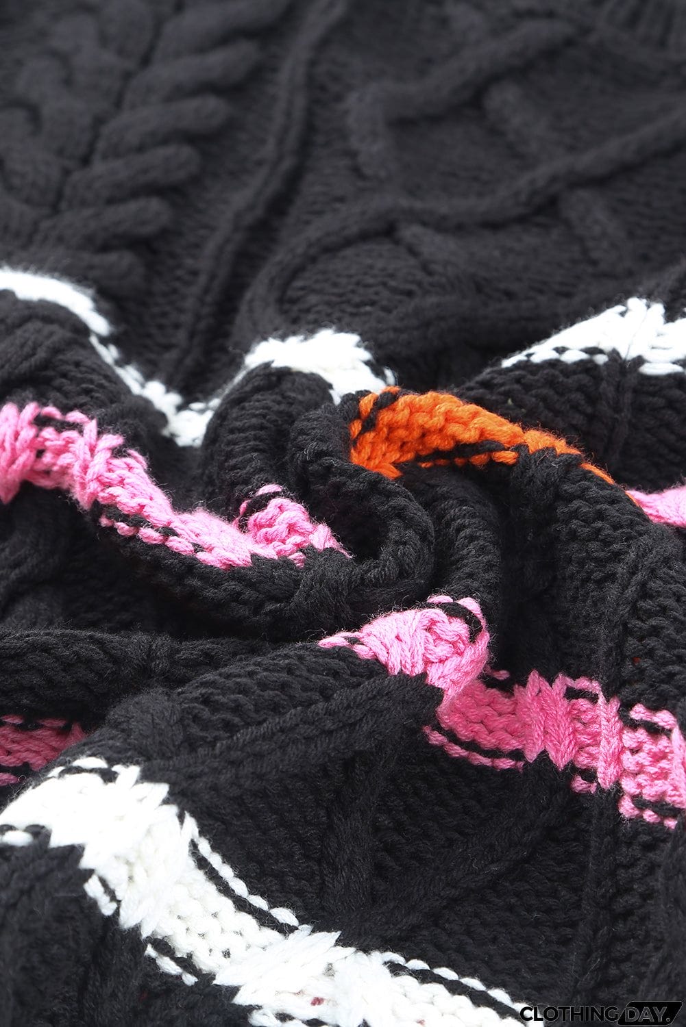 Striped Color Block Textured Knit Pullover Sweater