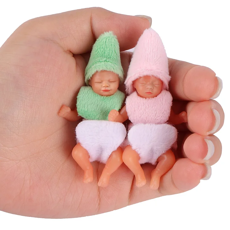 Babeside Aurora 3" Mini Full Silicone Sleeping Reborn Baby Girl with Playset Accessories