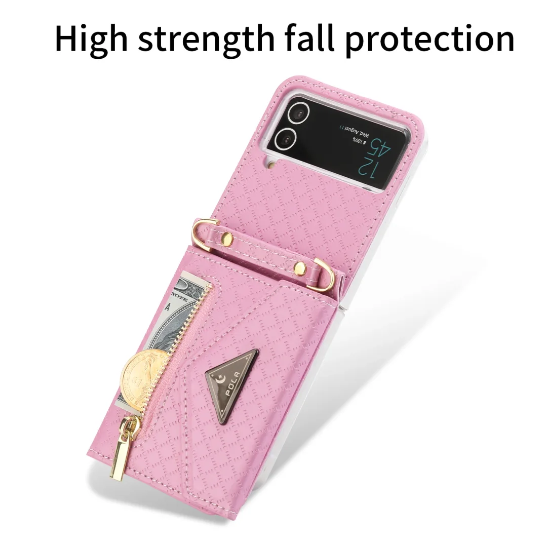 Applicable To For Samsung ZFlip3/ZFlip4 Fold-Screen Card Leather Phone Case