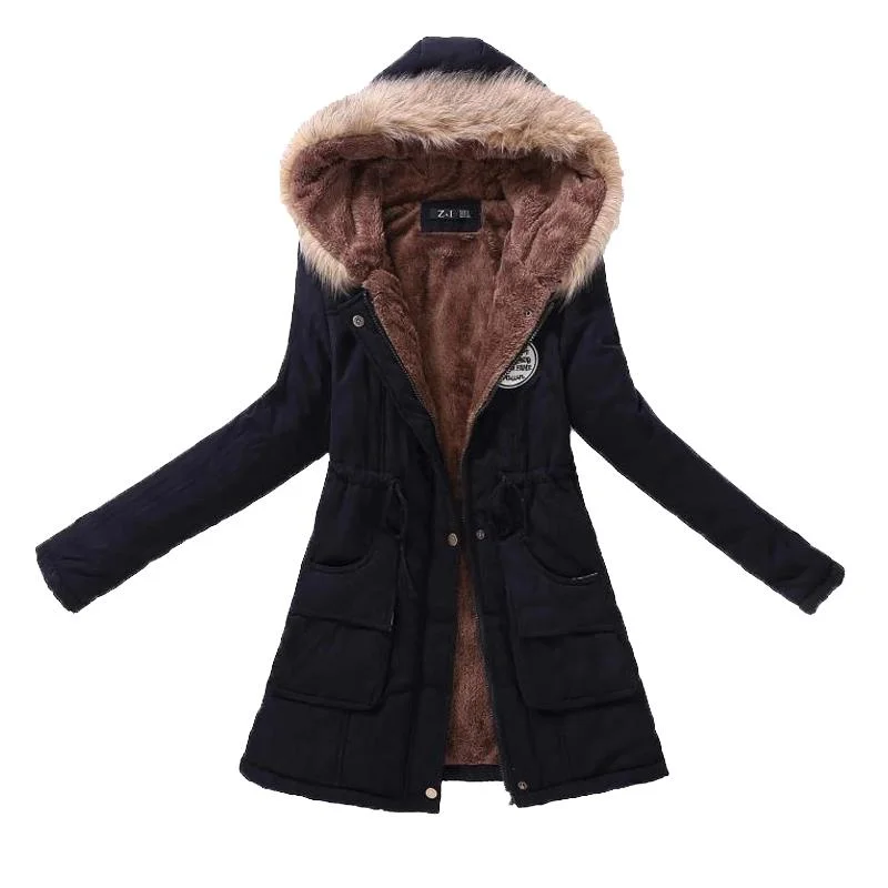 Ailegogo New Autumn Winter Women Cotton Jacket Padded Casual Slim Coat Emboridery Hooded Parkas Size 3XL Wadded Overcoat