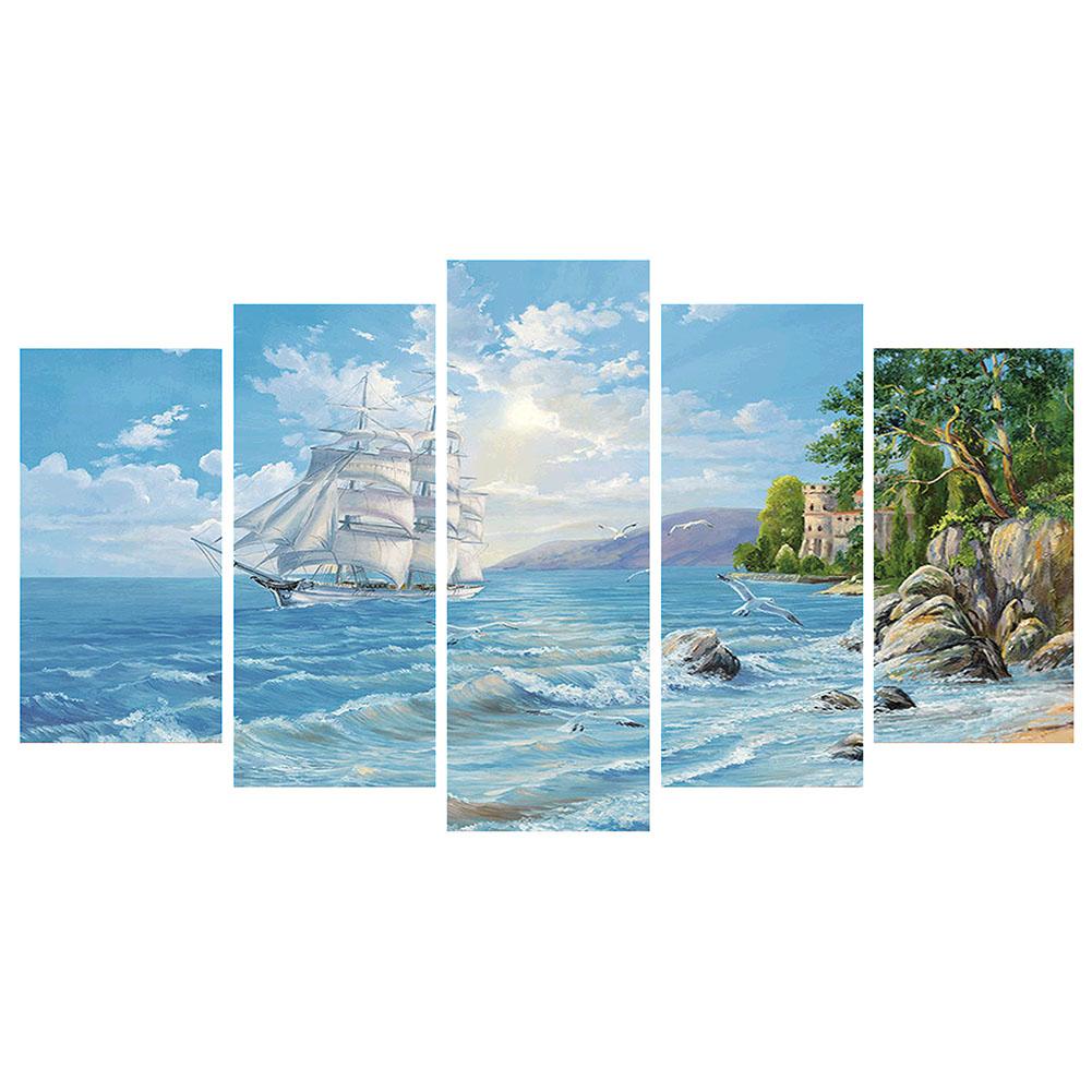 

95*45CM Multi-picture Diamond Painting-5pcs Seaside, 501 Original