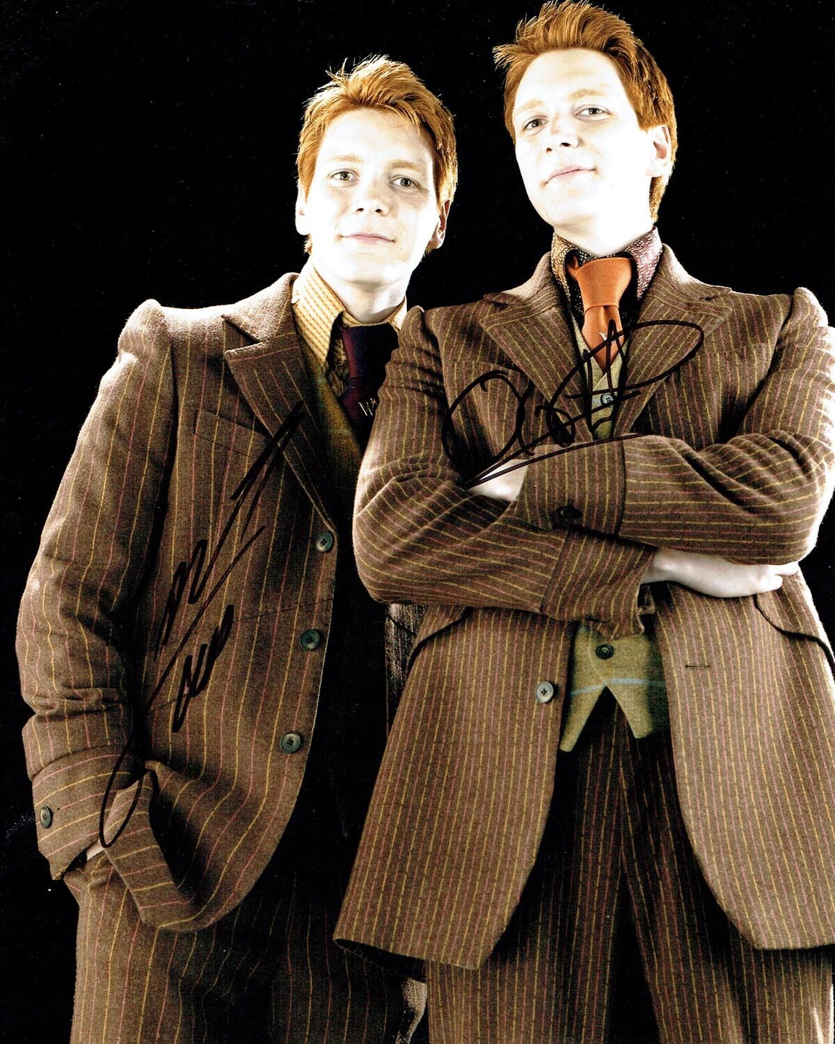 James & Oliver PHELPS Signed 10 x 8 Photo Poster painting 2 AFTAL COA Harry Potter Weasley Twins