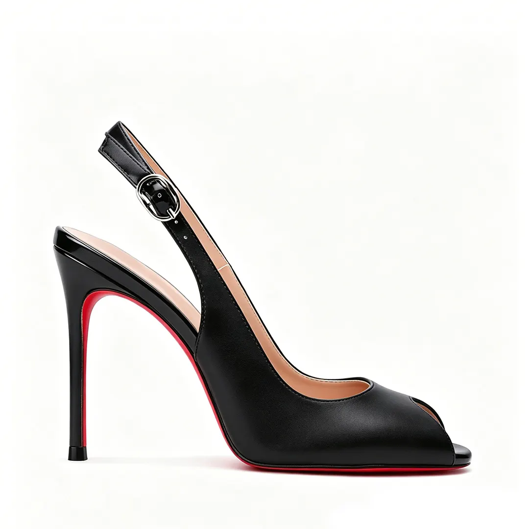  100mm Red Bottom Matte  Peep Toe Thin Heel Sandals-MERUMOTE