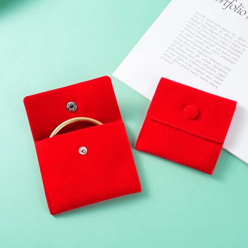 Minimalist Classic Style Solid Color Flannel Jewelry Packaging Bags