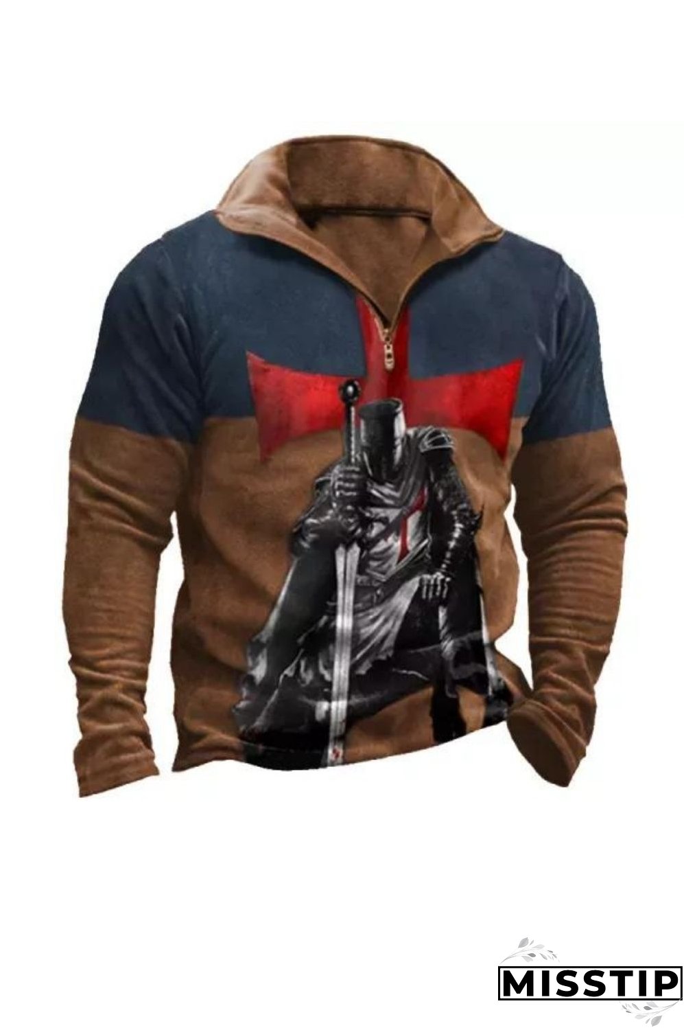Men's Vintage Templar Knights Cross Print Sweatshirt