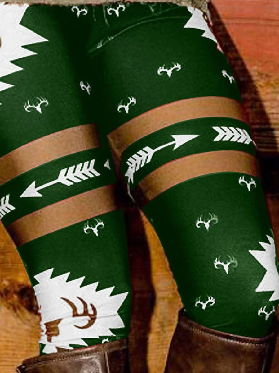 Trendy Classic Deer Print Leggings Pants