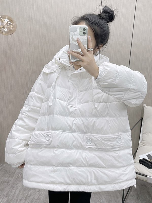 Casual Keep Warm Solid Color White Duck Down Hoodies