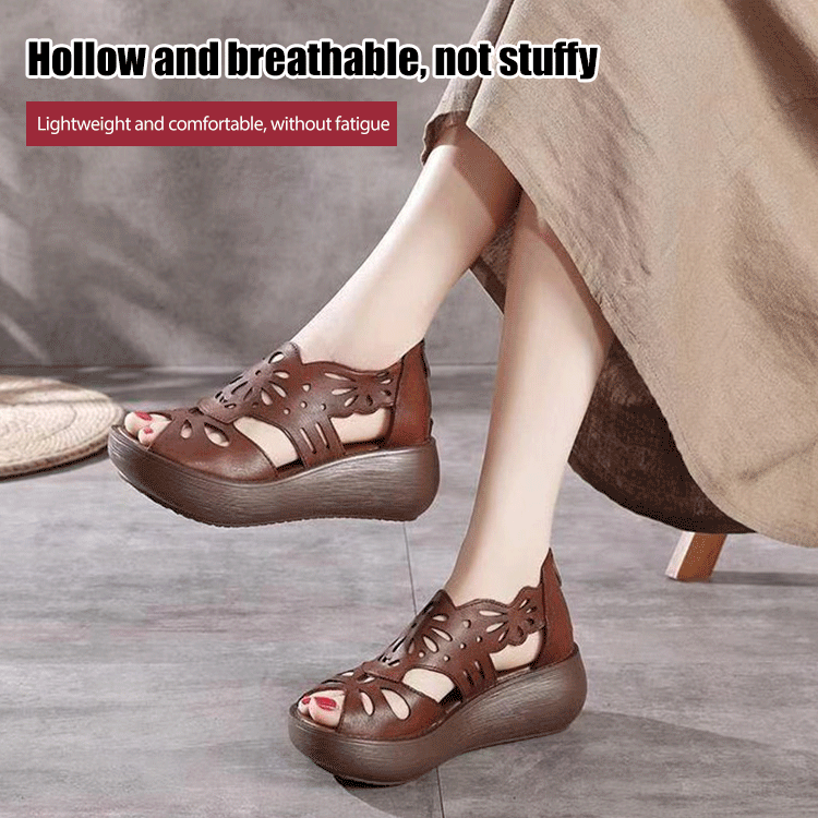 Wow!! | Last Day 50% OFF |Leather Roman hollow sandals