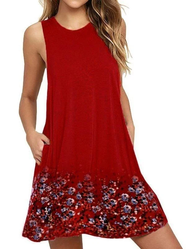 Round Neck Sleeveless Print Dress