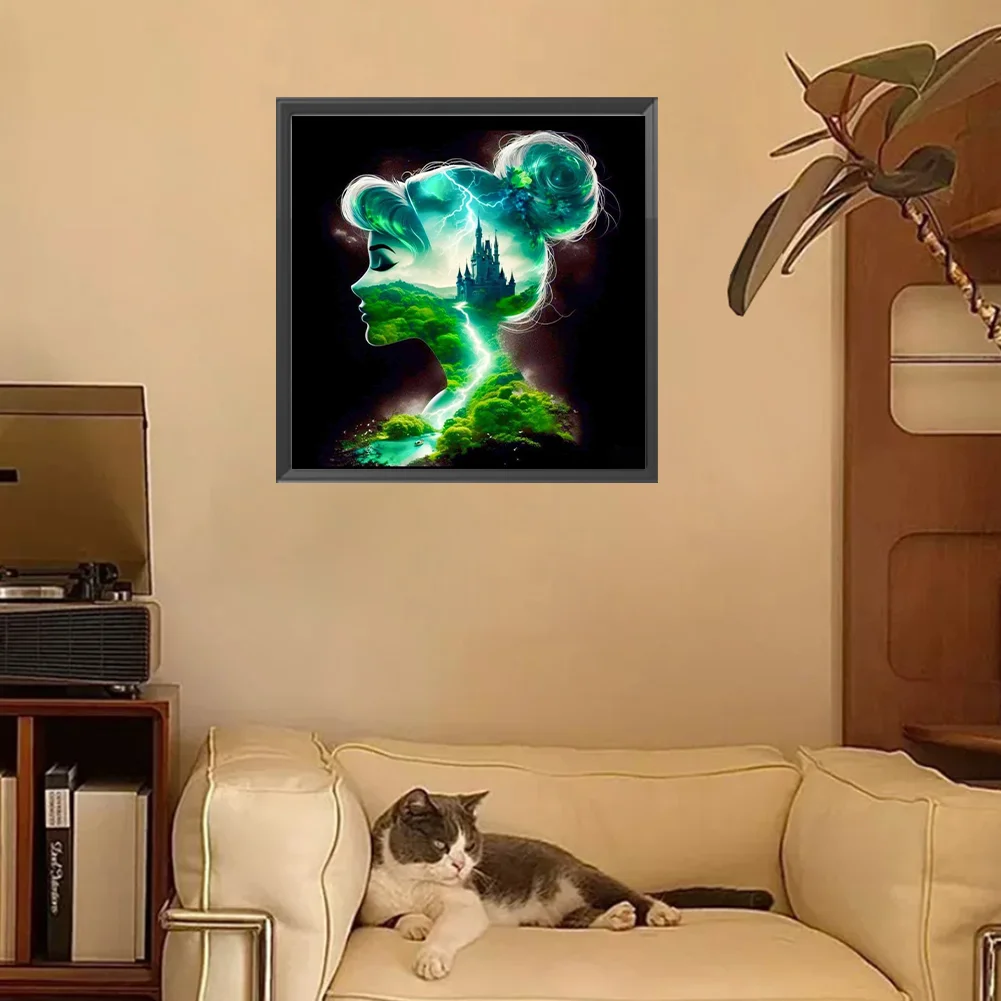 Diamond Painting - Full Square Drill - Princess Forest Silhouette(Canvas|35*35cm)