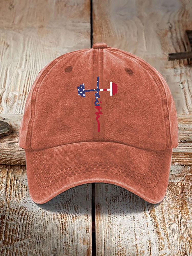 Comstylish Independence Day Faith Weightlifting Print Hat