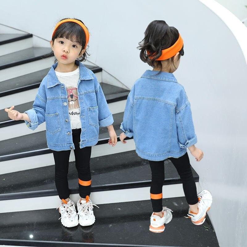 Solid Boys and Girls Denim Coats Turn-down Collar Long Sleeve Casual Jackets 0-13 Years Old Spring and Autumn Kids Clothes
