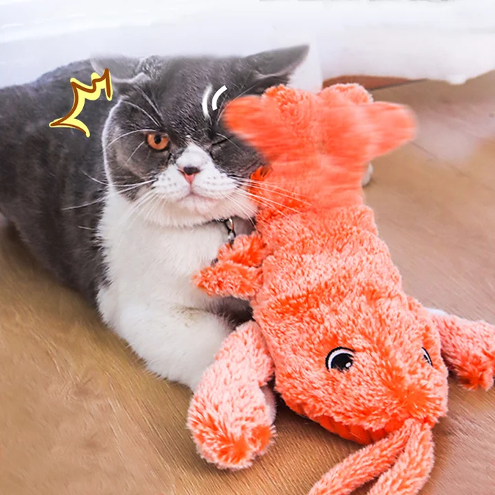 Jumping Lobster Plush USB Charging Interactive Cat Toy with Catnip 1