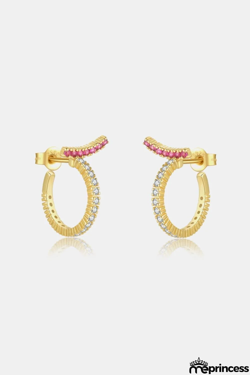 Inlaid Zircon 925 Sterling Silver C-Hoop Earrings
