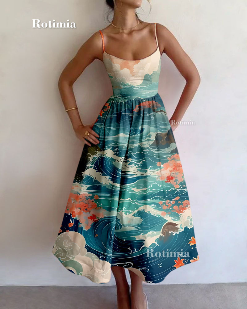Retro Printed Slip Dress