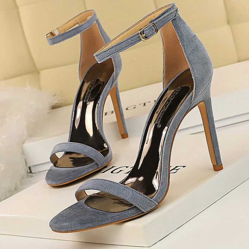 BIGTREE Shoes Summer Women Sandals Satin Hollow High Heels Stiletto Fashion Sandles Women Heels Ladies Shoes Women's Sandals