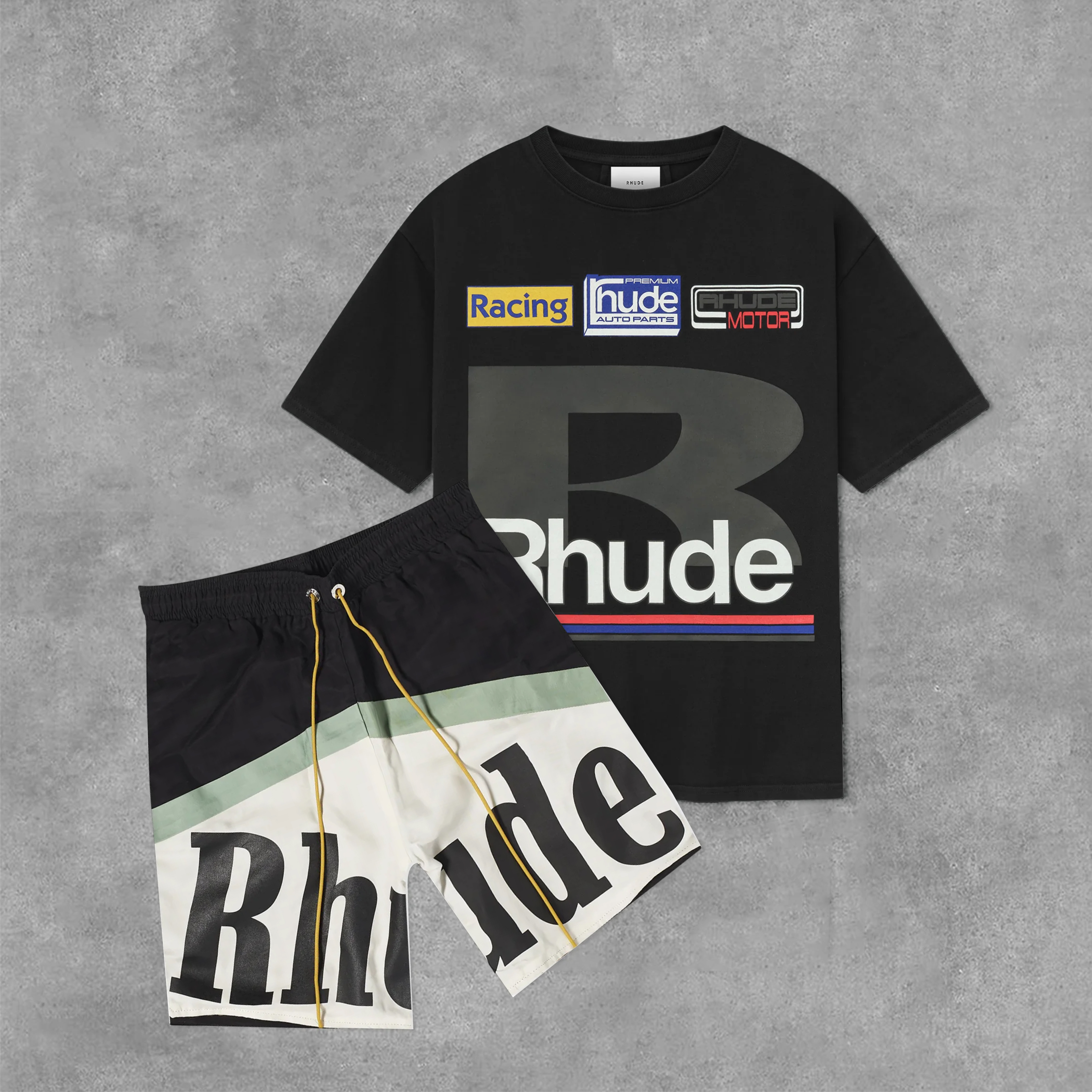 RHUDE Petrol Patch T-Shirt And Shorts Co-Ord