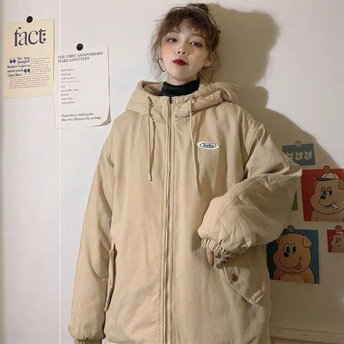 New winter Korean female loose student hooded tooling pocket spring and autumn jacket niche loose bf lazy wind jacket trend