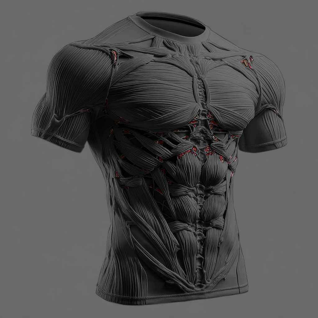 menweary Men's Muscle Line Art Casual Short-sleeved T-shirt