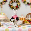 Easter Bunny Figurine with Top Hat and Pocket Watch Cute Small Bunny Table Clock for Spring Home Table Decor Party Supplies Gifts