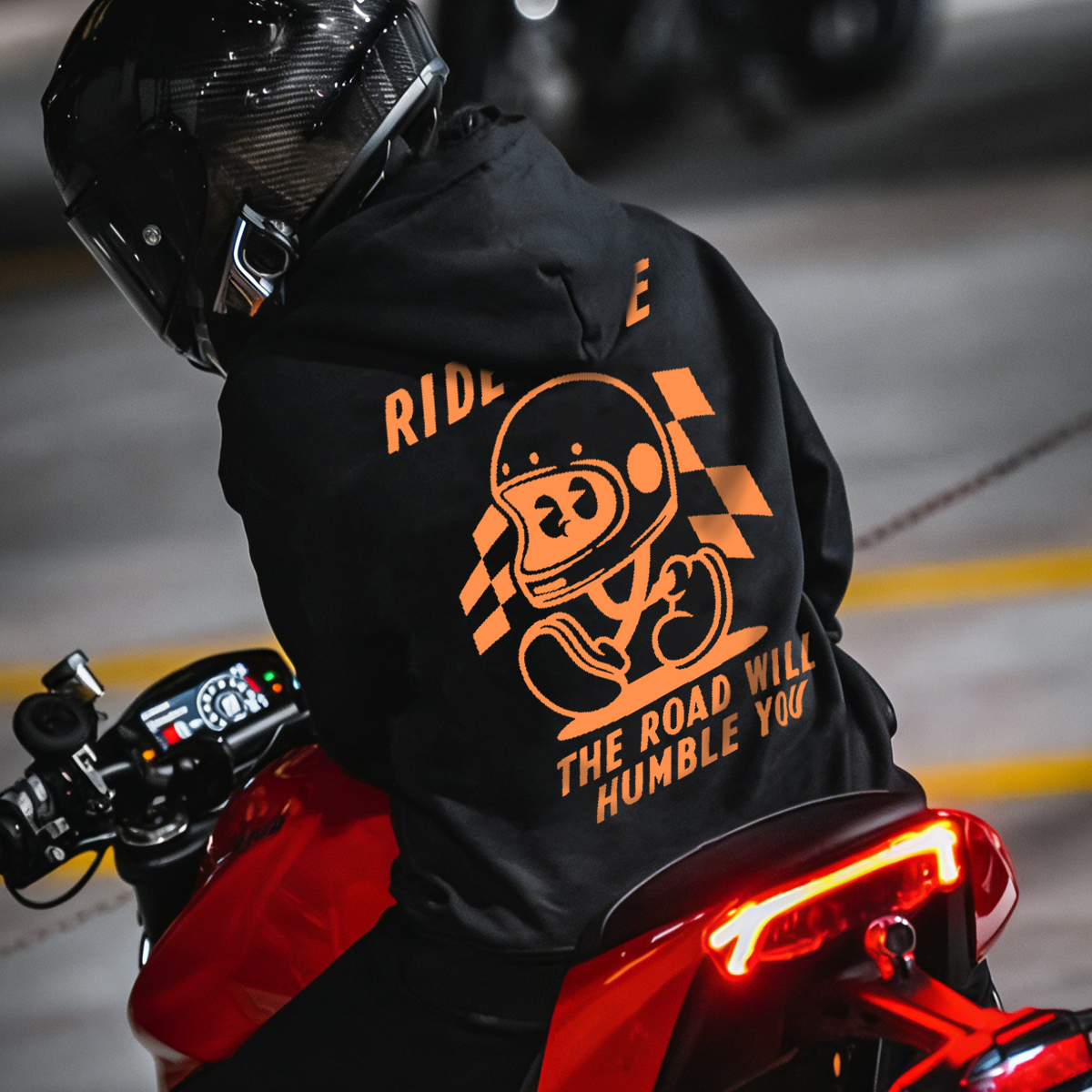 Luminous "Ride Safe" Slogan Motorcycle Hoodie