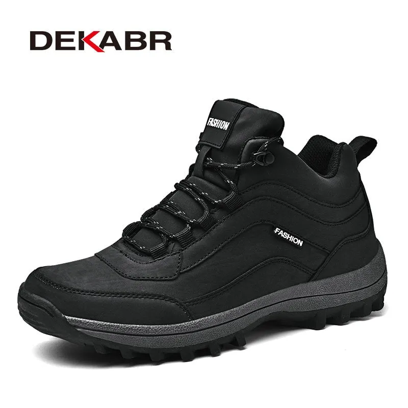 DEKABR Size 39~48 Split Leather Men Boots Autumn Winter Waterproof Non-slip Work Shoes High Quality Sneakers Lace-up Ankle Boots