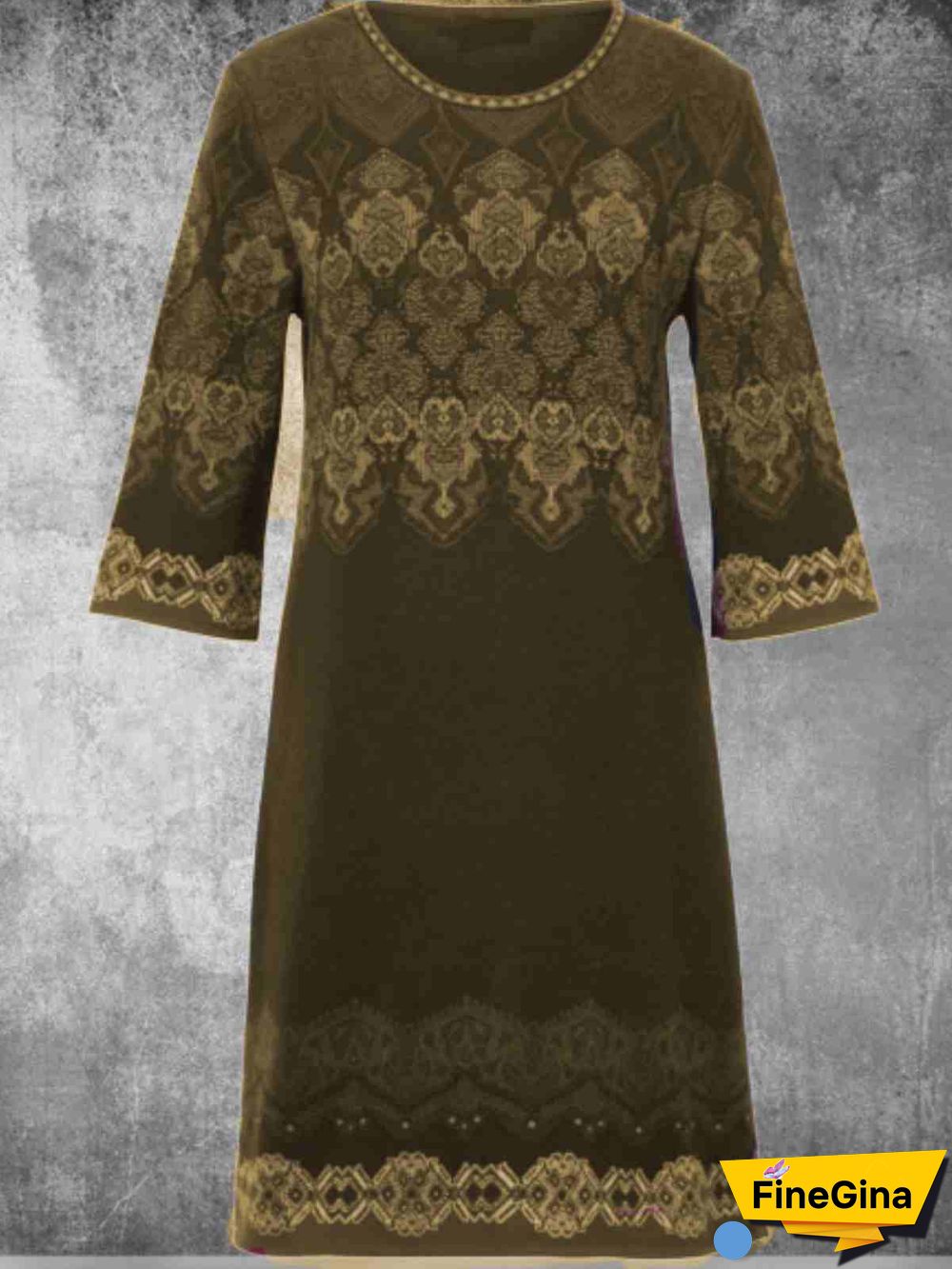 Women Long Sleeve Crew Neck Cotton Knitting Dress