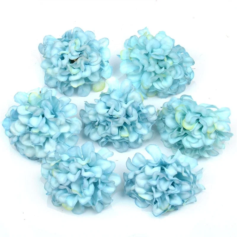 10pcs/lot Artificial Flower Silk Hydrangea Head For Wedding Decoration DIY Wreath Scrapbooking craft Cheap Fake Flowers