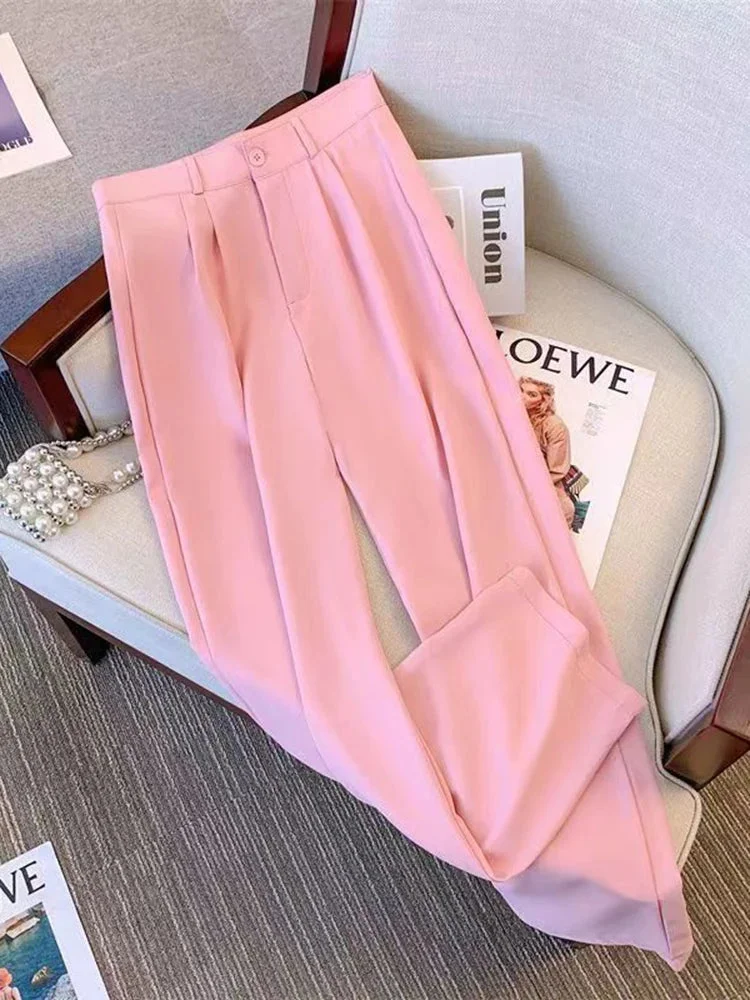 Oocharger High Waist Women Suit Pants Soft Summer Straight Fashion Korean Trousers Casual All Match Spring Ladies Pants New