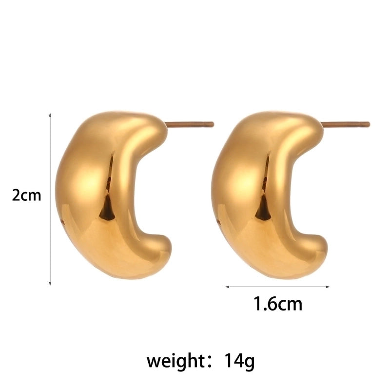 Vintage Style C Shape Plating 304 Stainless Steel 18K Gold Plated Earrings