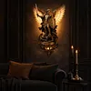 Archangel Michael Resin Wall Sconce Gothic LED Ambient Glow