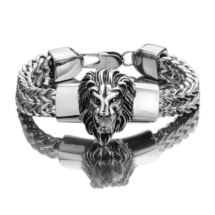 Coutureaura 316L Stainless Steel Lion Head Bracelet