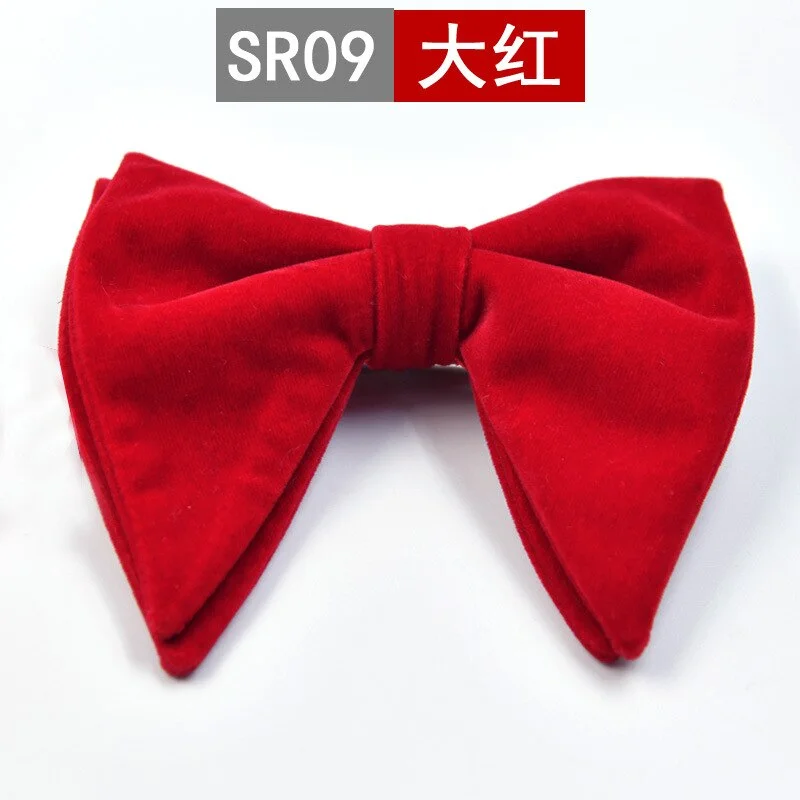 New Fashion Velvet Big Bowties for Women Mens Groom Wedding Bow Tie Skinny Solid Color Gravatas Slim Black Cravat Accessories