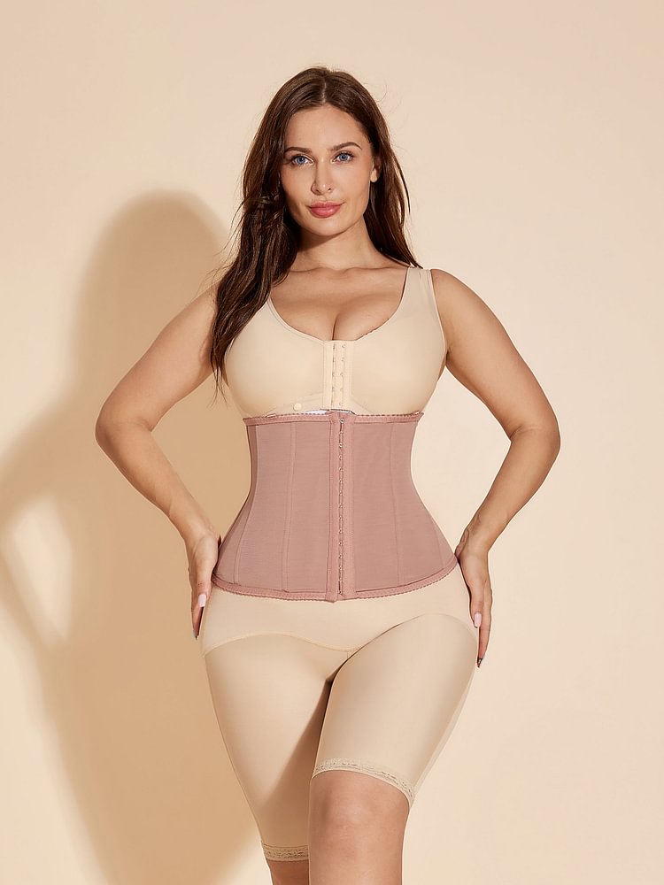 Hook-Eye Corset Waist Trainer Girdles Tummy Control Hourglass Curve - Rosy Brown