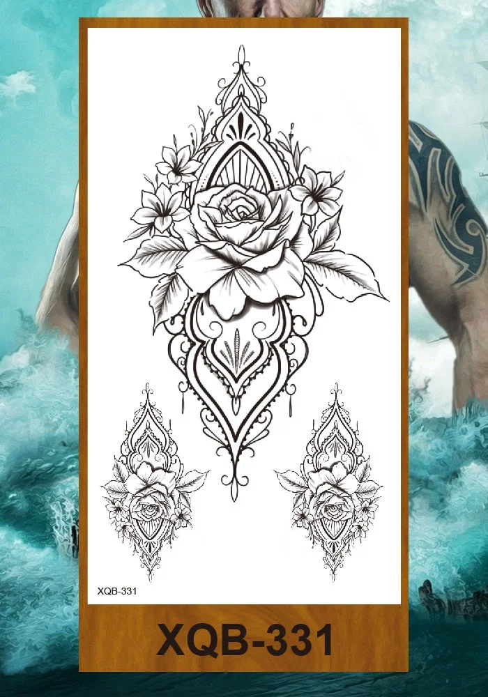 Temporary Tattoos Stickers Woman Arm Neck Chest Fake Necklace Tattos Girl Flower Cute Pussy Cat Body Makeup Waterproof Serpenti