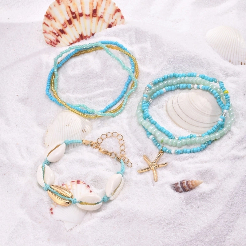 Hawaiian Vacation Beach Shell 18K Gold Plated Alloy Plastic Shell Bracelets