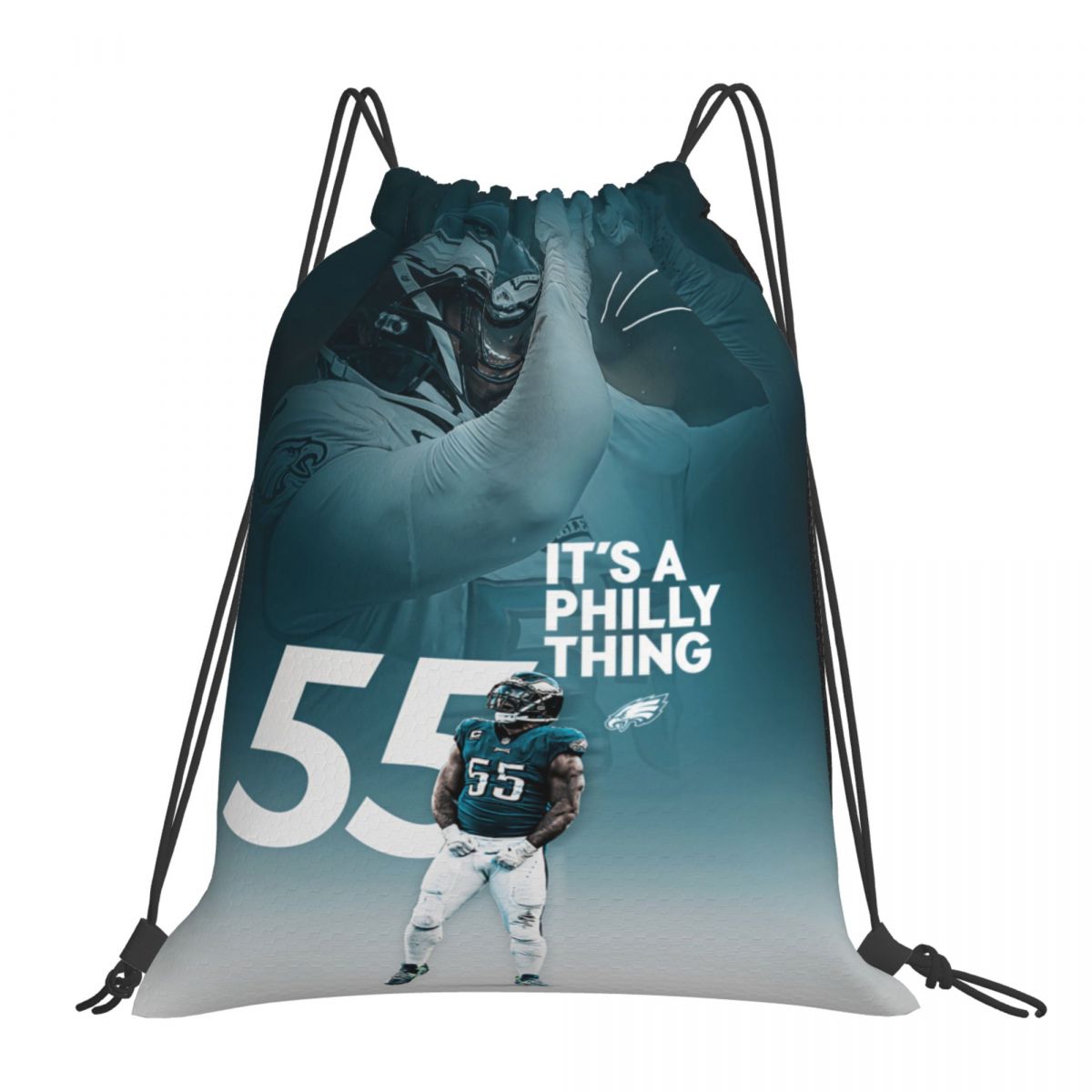 Philadelphia Eagles Brandon Graham #55 Foldable Sports Gym Drawstring Bag