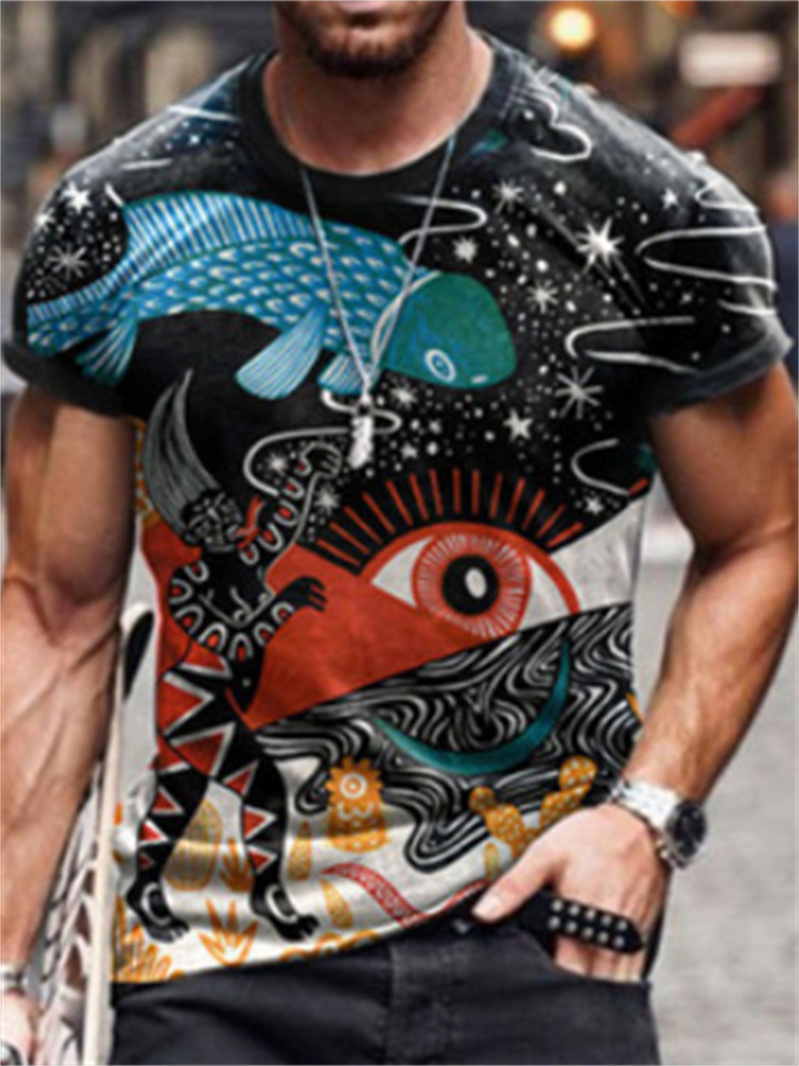 New Trend Handsome Animals 3D Digital Printing Men's Loose Sports T-shirt