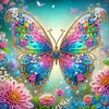 (Pre-Framed)Butterfly Flower-Special Shape Diamond Painting Kit(25x25cm)