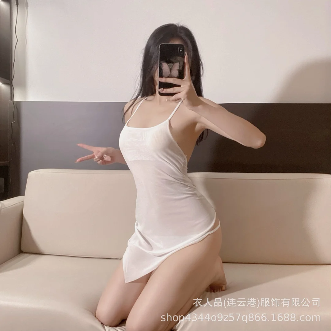 Uveng Sex Lingerie Sexy Slings Pyjamas Crem Skirt Hot Perspective Pure Desire To Drag Pajamas Passion Small Breast Uniform Kit Hip Skirt