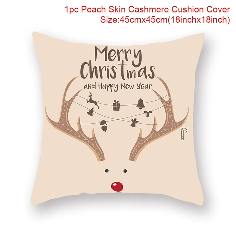 Merry Christmas Cushion Cover Santa Claus Elk Christmas Decoration For Home