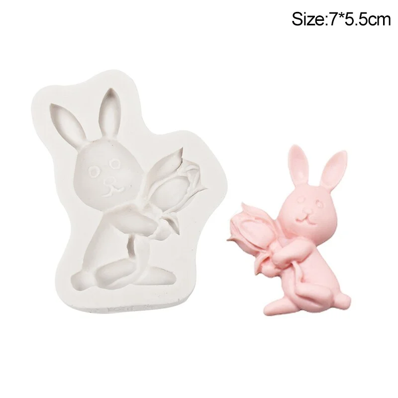 3D Easter Cookie Mold Silicone Biscuit Cutter Cute Bunny Rabbit Egg Mould Easter Party Chocolate Fondant Cake Decorating Tools