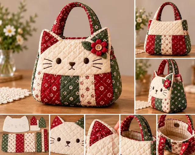 Quilted Cat Bag Sewing template